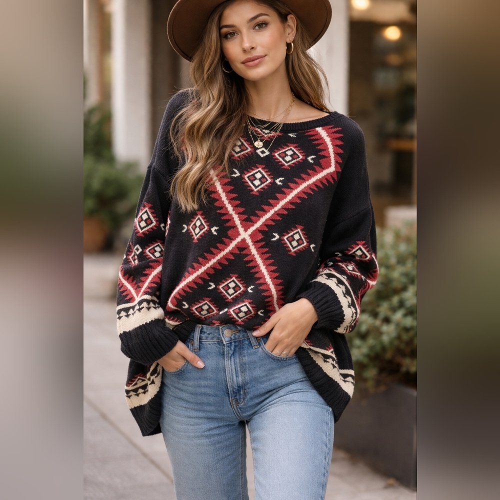 Lauren‎ Ralph Lauren Southwest Aztec Rustic Chic Sweater, XL